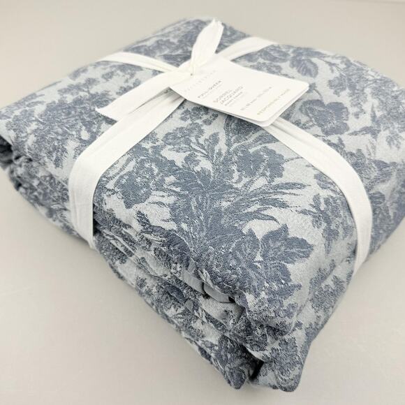Pottery Barn Sorrel Jacquard Duvet Cover Full/Queen 92x88 Blue Floral NWT RARE - Picture 3 of 8